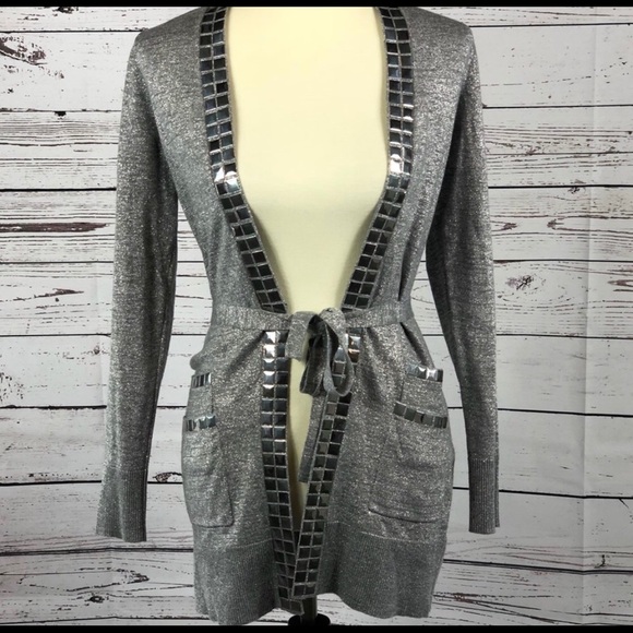 Cache metallic silver sparkly long cardigan - Picture 5 of 7